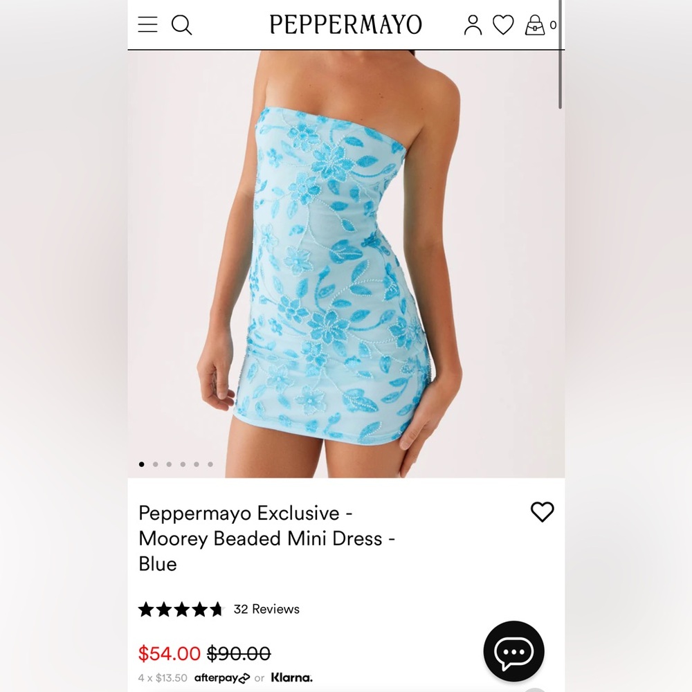 Peppermayo Blue Beaded Mini Dress